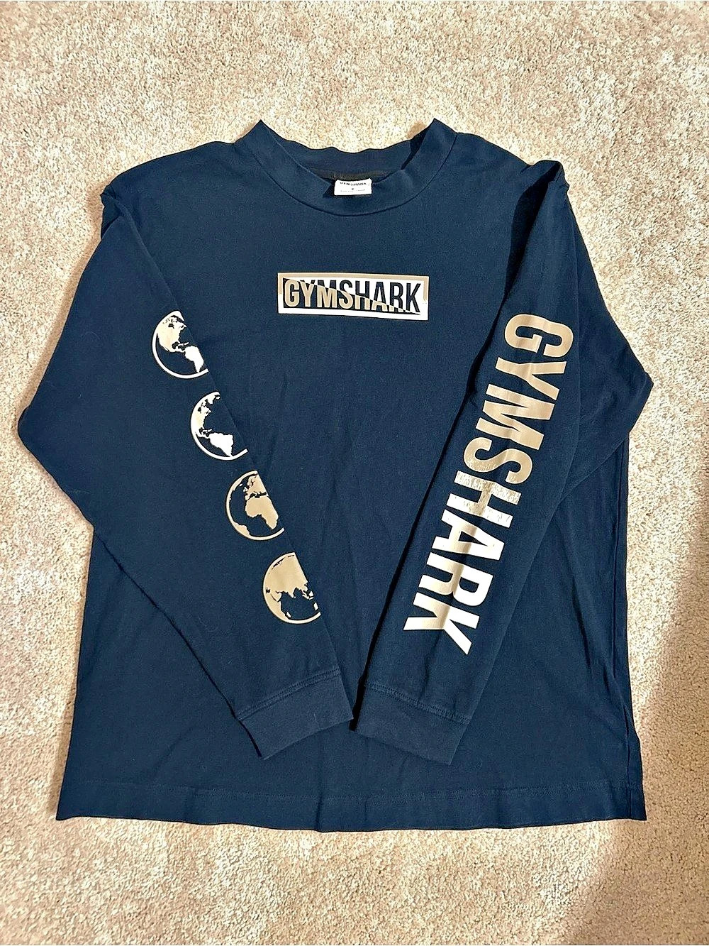 GYMSHARK Global Graphic Long Sleeve T-Shirt Blue Small